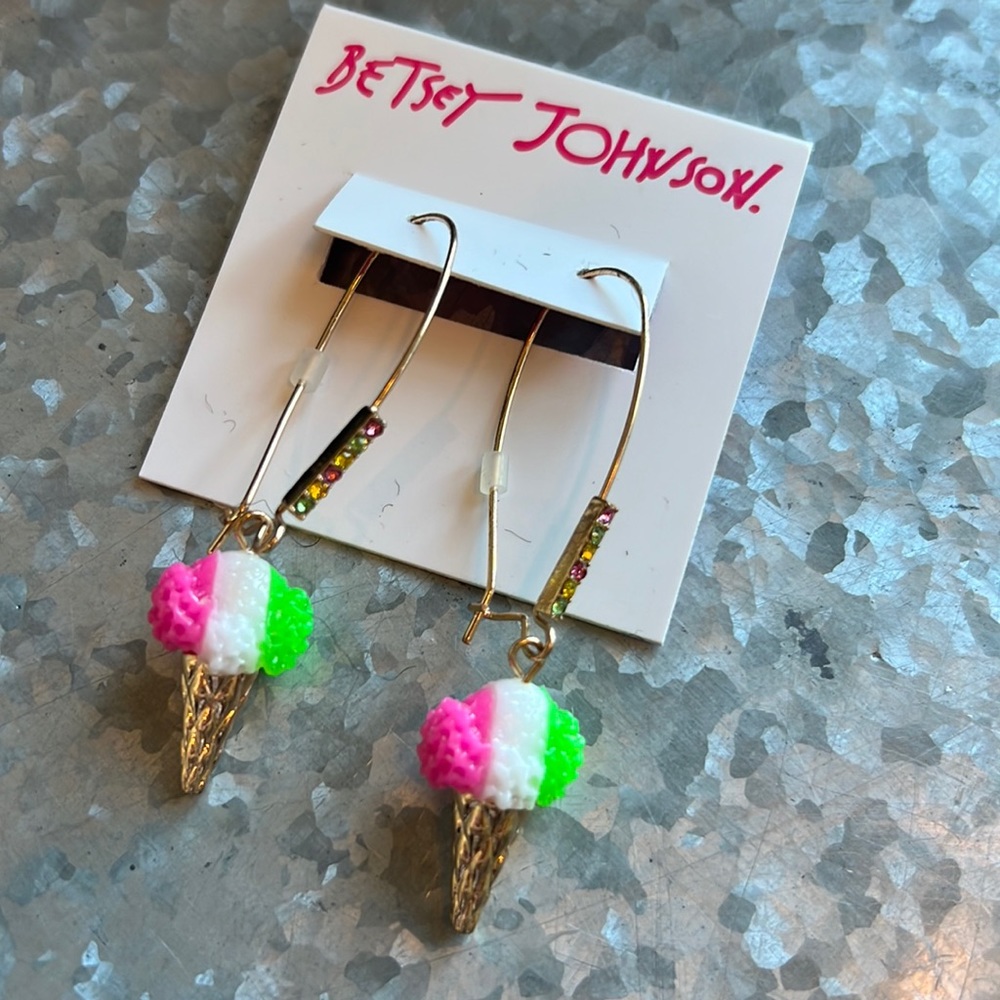 Neapolitan Ice Cream Cone Dangle Earrings by Betsey Johnson